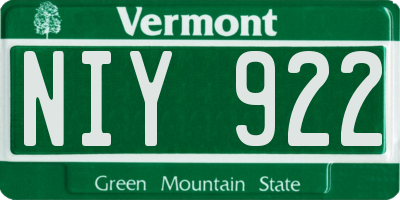 VT license plate NIY922