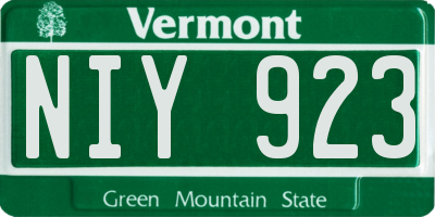 VT license plate NIY923