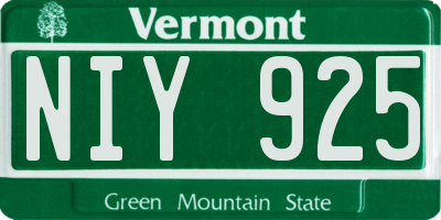 VT license plate NIY925