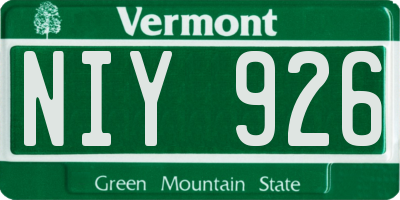 VT license plate NIY926