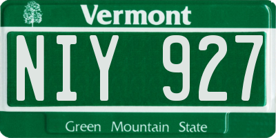 VT license plate NIY927
