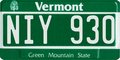 VT license plate NIY930