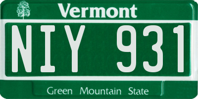 VT license plate NIY931