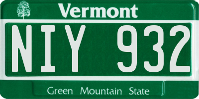 VT license plate NIY932