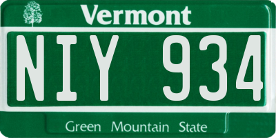 VT license plate NIY934