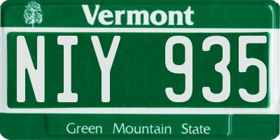 VT license plate NIY935