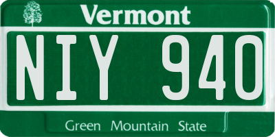 VT license plate NIY940