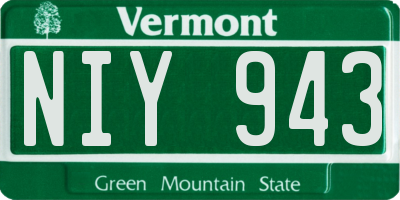 VT license plate NIY943