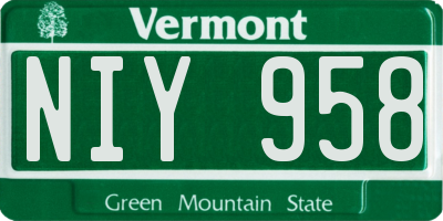 VT license plate NIY958