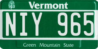 VT license plate NIY965