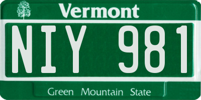 VT license plate NIY981