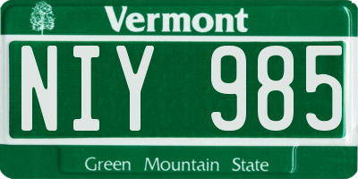 VT license plate NIY985