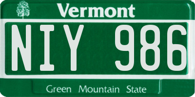 VT license plate NIY986