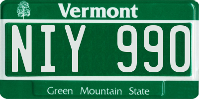 VT license plate NIY990