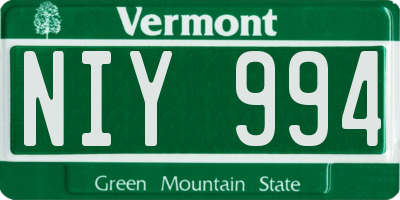 VT license plate NIY994