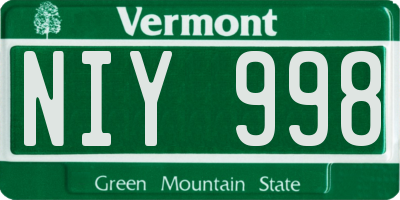 VT license plate NIY998