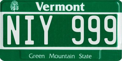 VT license plate NIY999