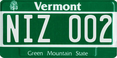 VT license plate NIZ002