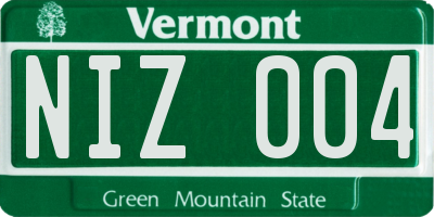 VT license plate NIZ004