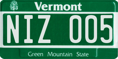 VT license plate NIZ005