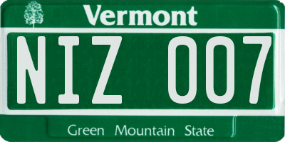 VT license plate NIZ007