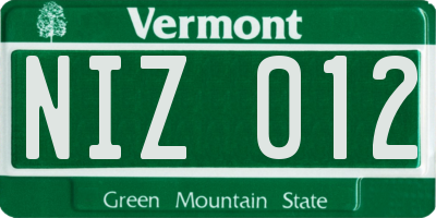 VT license plate NIZ012