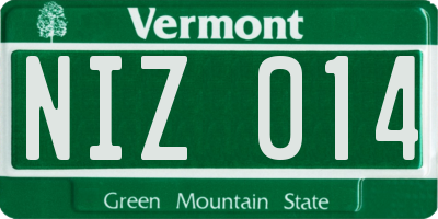 VT license plate NIZ014