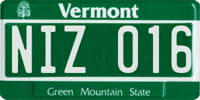 VT license plate NIZ016