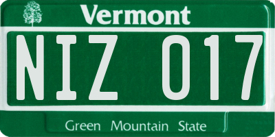 VT license plate NIZ017