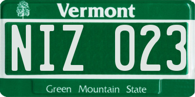 VT license plate NIZ023