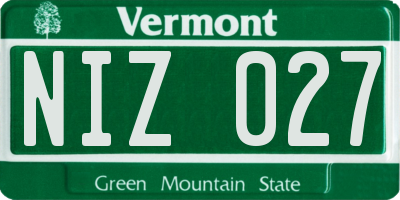 VT license plate NIZ027