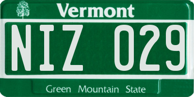 VT license plate NIZ029