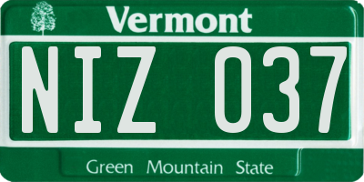 VT license plate NIZ037