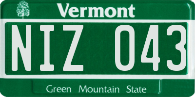 VT license plate NIZ043