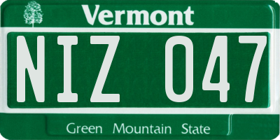 VT license plate NIZ047