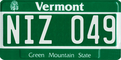 VT license plate NIZ049