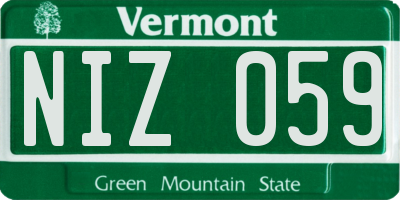 VT license plate NIZ059