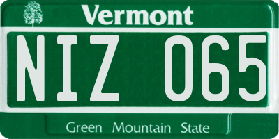 VT license plate NIZ065