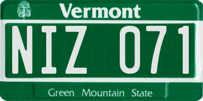 VT license plate NIZ071
