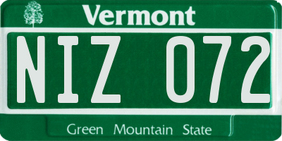 VT license plate NIZ072