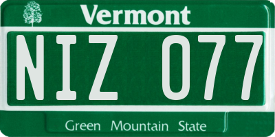 VT license plate NIZ077