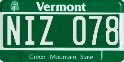VT license plate NIZ078