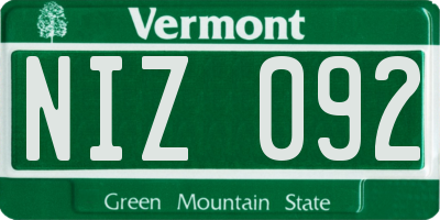 VT license plate NIZ092