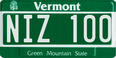 VT license plate NIZ100