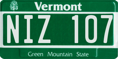 VT license plate NIZ107