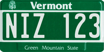 VT license plate NIZ123