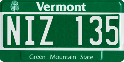 VT license plate NIZ135