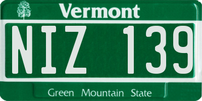 VT license plate NIZ139