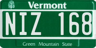 VT license plate NIZ168