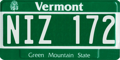 VT license plate NIZ172